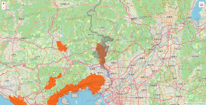 兵庫県のクイックマートのエリア地図