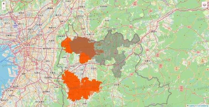奈良県のクイックマートのエリア地図