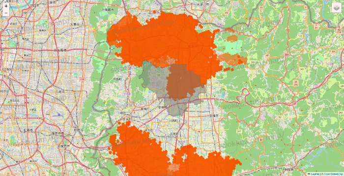 奈良県のクイックマートのエリア地図