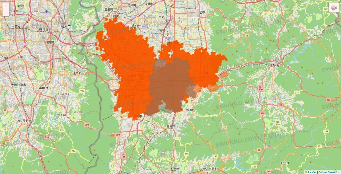 奈良県のクイックマートのエリア地図