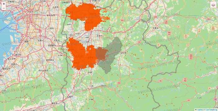 奈良県のクイックマートのエリア地図