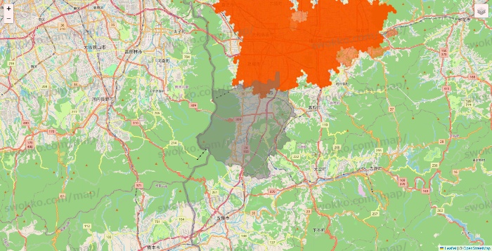 奈良県のクイックマートのエリア地図