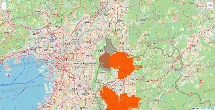 奈良県のクイックマートのエリア地図