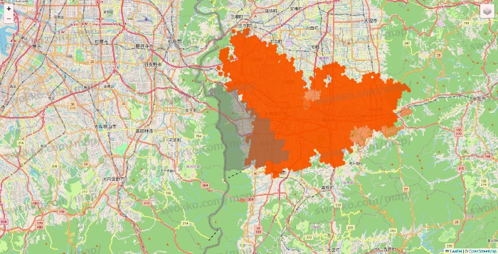 奈良県のクイックマートのエリア地図