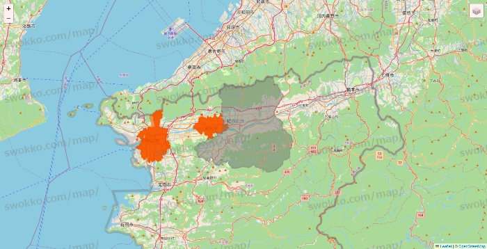 和歌山県のクイックマートのエリア地図