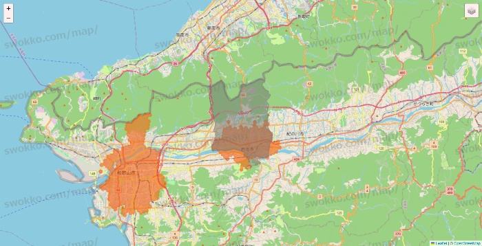 和歌山県のクイックマートのエリア地図