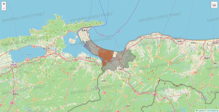 鳥取県のクイックマートのエリア地図