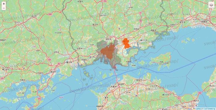 岡山県のクイックマートのエリア地図