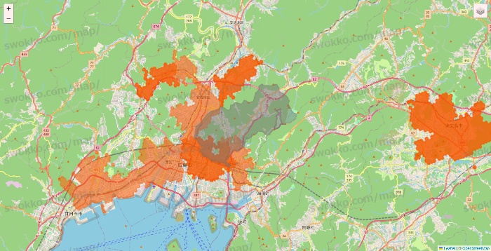 広島県のクイックマートのエリア地図