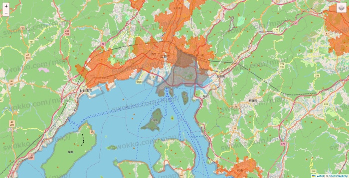 広島県のクイックマートのエリア地図
