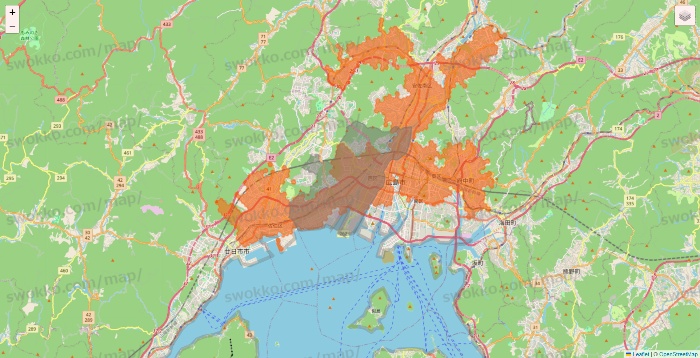 広島県のクイックマートのエリア地図
