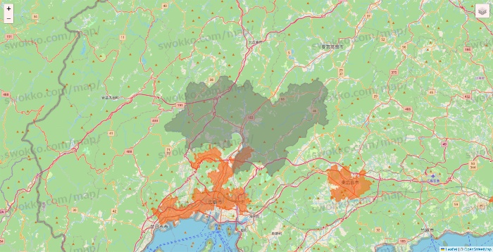 広島県のクイックマートのエリア地図