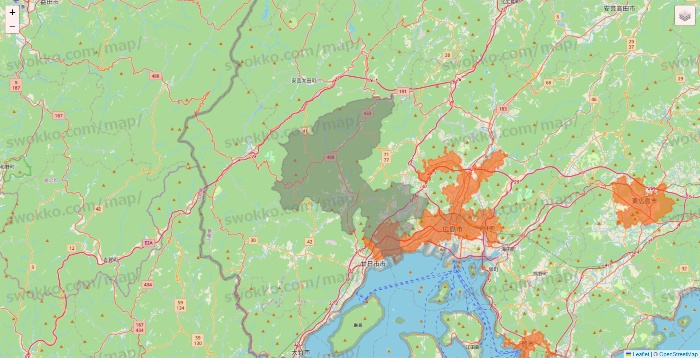 広島県のクイックマートのエリア地図