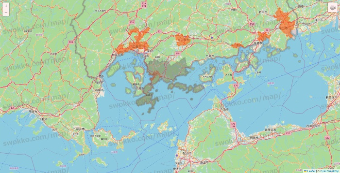 広島県のクイックマートのエリア地図