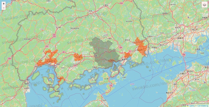 広島県のクイックマートのエリア地図