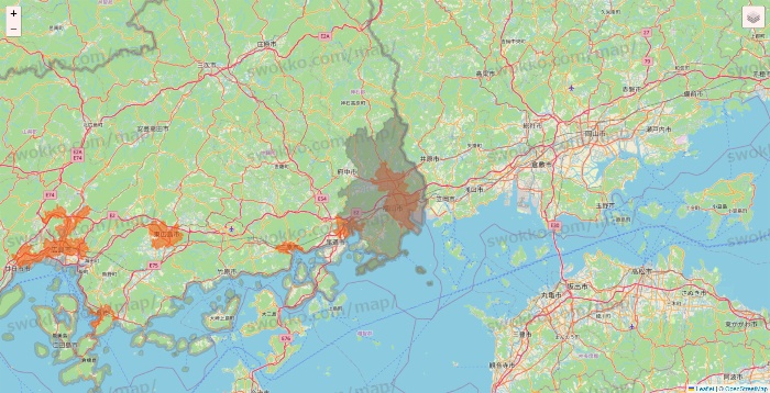 広島県のクイックマートのエリア地図