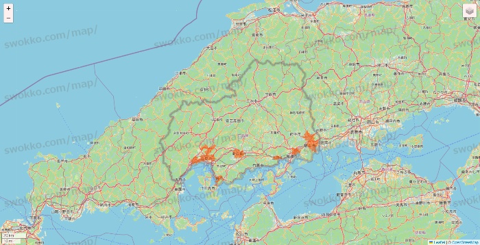 広島県のクイックマートのエリア地図
