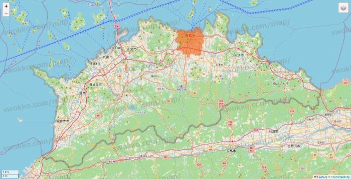 香川県のクイックマートのエリア地図