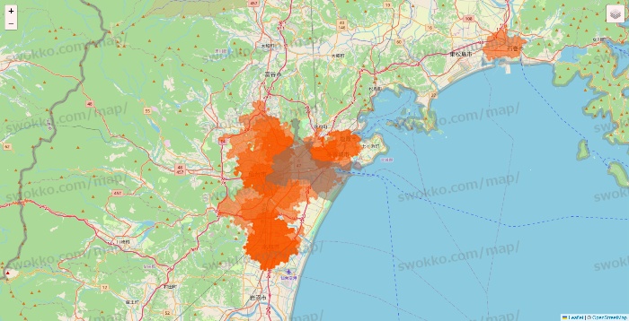 宮城県のクイックマートのエリア地図
