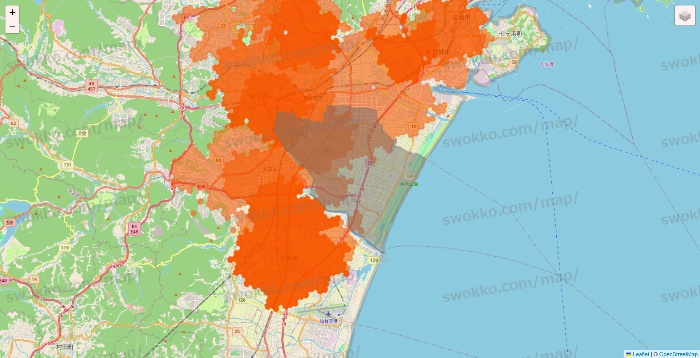 宮城県のクイックマートのエリア地図
