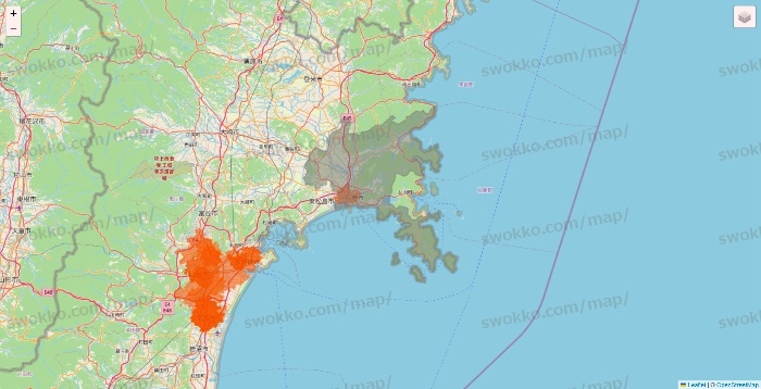 宮城県のクイックマートのエリア地図