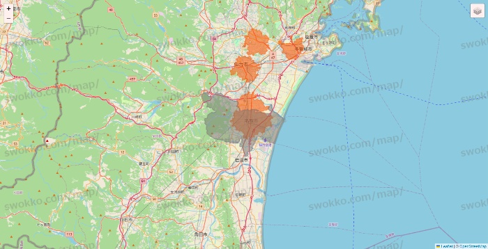 宮城県のクイックマートのエリア地図