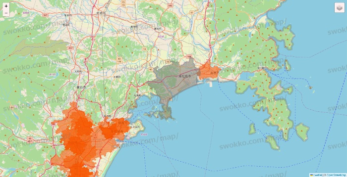 宮城県のクイックマートのエリア地図
