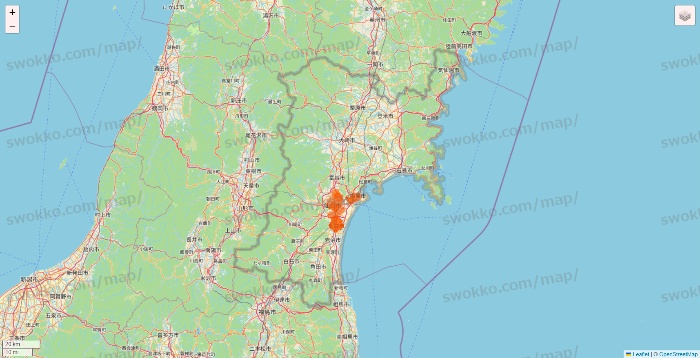 宮城県のクイックマートのエリア地図