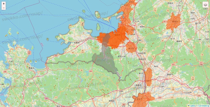 福岡県のクイックマートのエリア地図