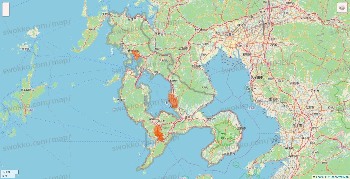 長崎県のクイックマートのエリア地図
