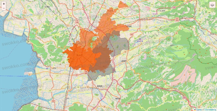 熊本市東区のクイックマートのエリア地図