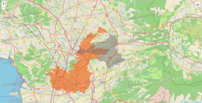 熊本県のクイックマートのエリア地図