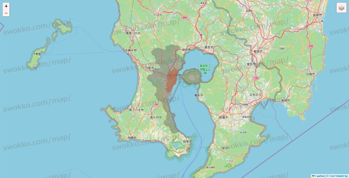 鹿児島県のクイックマートのエリア地図