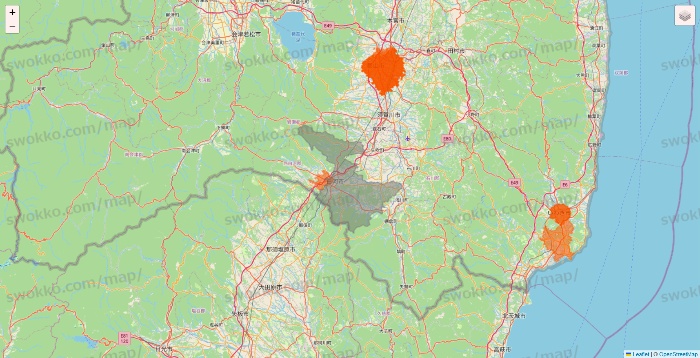 福島県のクイックマートのエリア地図