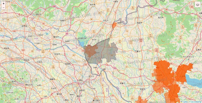 茨城県のクイックマートのエリア地図
