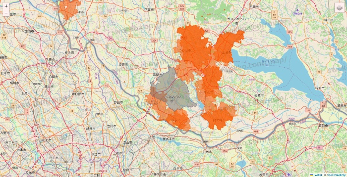 茨城県のクイックマートのエリア地図