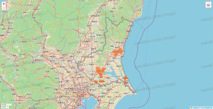 茨城県のクイックマートのエリア地図