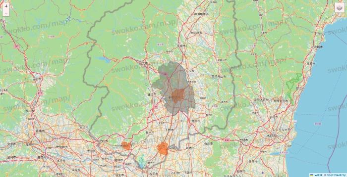 栃木県のクイックマートのエリア地図