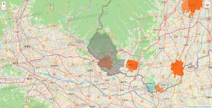 栃木県のクイックマートのエリア地図