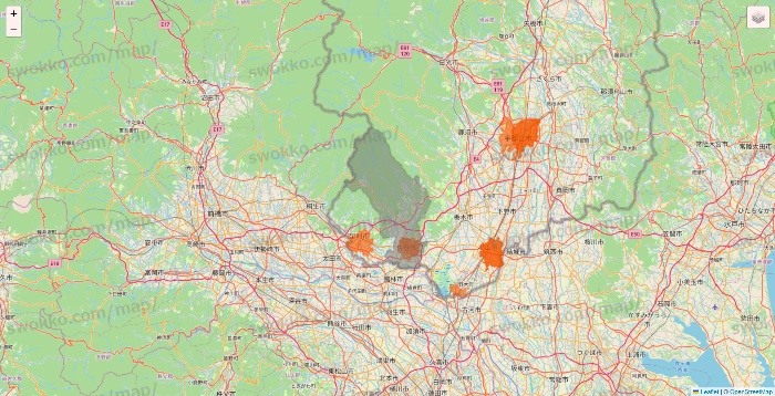 栃木県のクイックマートのエリア地図