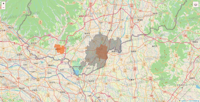 栃木県のクイックマートのエリア地図