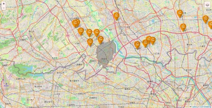 埼玉県のアコレの店舗地図