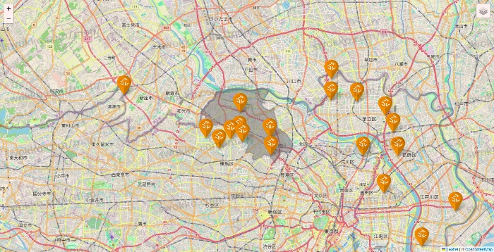 東京都のアコレの店舗地図