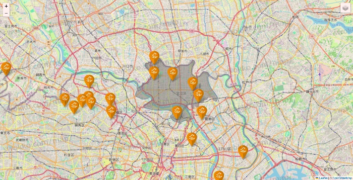 東京都のアコレの店舗地図