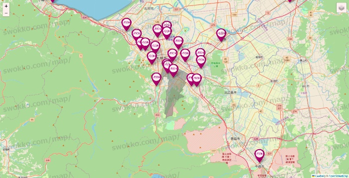 北海道のイオンの店舗地図
