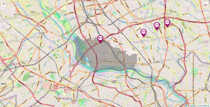 埼玉県のイオンの店舗地図