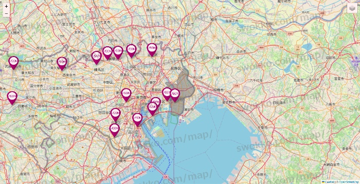 東京都のイオンの店舗地図