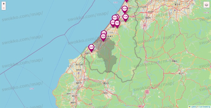 石川県のイオンの店舗地図