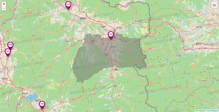 長野県のイオンの店舗地図