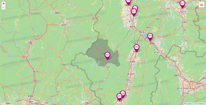 長野県のイオンの店舗地図